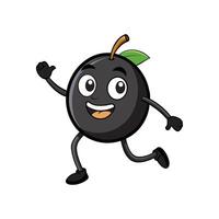Cheerful cartoon olive character running and waving hello image vector