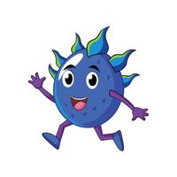 Cartoon virus character running and waving hello happily isolated vector