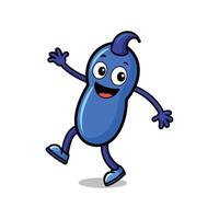 Friendly cartoon character with blue bean shape waving hello vector