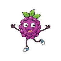 Cartoon raspberry character running on white background cheerful design vector