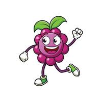 Cartoon grape character running with happy expression illustration vector