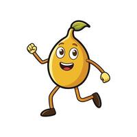 Animated Loquat Character Mascot Running with Excitement and Joy vector