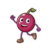 Cartoon cherry character with happy expression isolated on white vector
