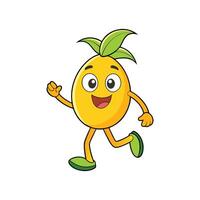 Cheerful Pineapple Character Running Isolated on White Background vector