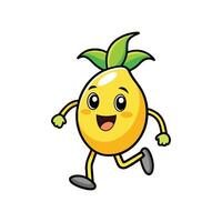 Cartoon pineapple character running happily isolated on white background vector