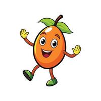 Happy cartoon mango character waving with bright expression isolated vector