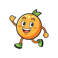 A cartoon orange character runs and waves happily, set against a clean white background, in a simple style. vector
