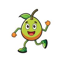 Cartoon fruit character running happily on a white background vector