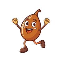 Cartoon seed character running with arms raised in excitement vector