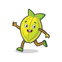 Smiling Star Fruit Cartoon Character Running with Joy vector