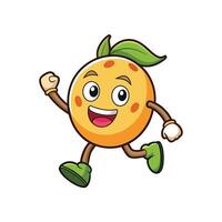 Cartoon orange fruit character running with a cheerful expression vector