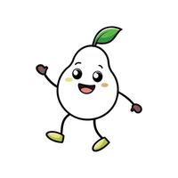 Cartoon pear character waving its arm and smiling wide vector