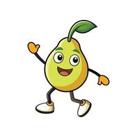 Cartoon pear character with friendly expression on white background vector