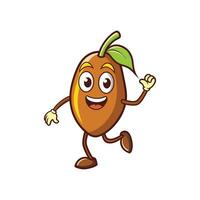 Happy cartoon date fruit running and waving hello vector
