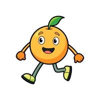 Cartoon orange character running with smiling face expression happy vector