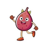 Cheerful fig character waving and running on white background vector