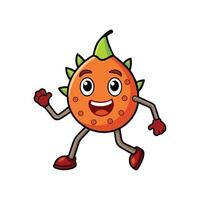 Animated Orange Fruit Character Running on White Background vector