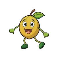 Happy Cartoon Fruit Character Walking with Joyful Expression vector