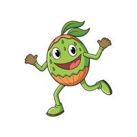 Cartoon fruit character joyfully running with a big smile vector