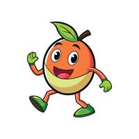 Cheerful cartoon mango character walking with a happy expression vector