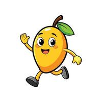 Animated Mango Character Running and Waving on White Background vector
