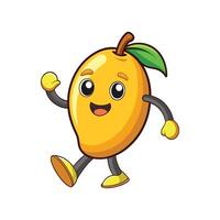 Cartoon Mango Character Walking and Smiling, on White Background vector