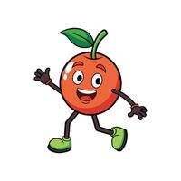 Cheerful cartoon cherry character running with happy expression vector