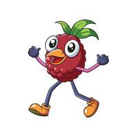 Playful Raspberry Character Running, Expressing Joy and Happiness vector