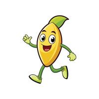 Cheerful running grain character with green limbs and shoes vector