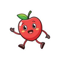 Happy Cartoon Apple Character Running or Walking Forward vector