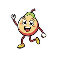 Animated pear character running with a big smile, vector