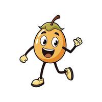 Cartoon apricot character cheerfully walking forward on a white background vector