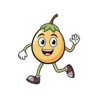Joyful Eggplant Character Running and Waving With a Smile vector