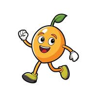 Cheerful citrus character jogging happily against a white background vector