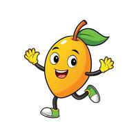 Happy cartoon mango running cheerfully with arms waving forward vector