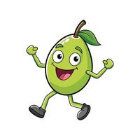 Cartoon olive character running with a happy expression vector