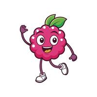 Cartoon Raspberry Character Waving and Walking Forward Confidently vector