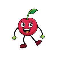 Animated cherry character with a happy face and limbs vector