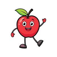 Cartoon apple character with happy expression and simple design vector