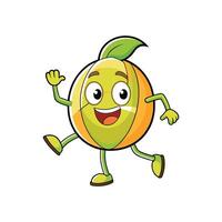 Cartoon peach character with smiling expression waving hello illustration vector