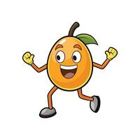 Happy orange cartoon character running with excited expression vector
