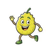 Happy lemon character running and waving hello illustration art vector