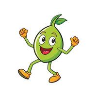 Cartoon style lime character cheerfully dancing on white background vector