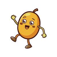 Cute cartoon mango character waving hello with joyful expression vector