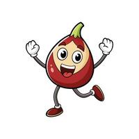 Cartoon fig character joyfully running with arms raised up vector