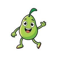 Happy cartoon pear character waving hello with a smile vector
