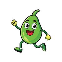 Cartoon avocado character running happily on a white background vector