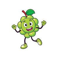Happy green grape character dancing with arms up image vector