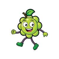 Cartoon grape character walking happily on a white background vector