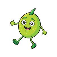 Cartoon fruit character in motion with friendly expression vector